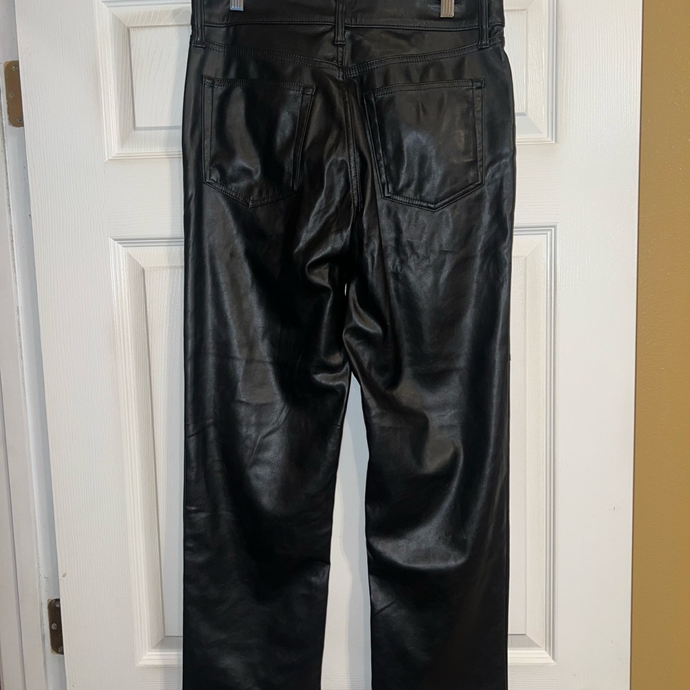 GAP Black Straight Leg Leather Pants - Picture 3 of 4